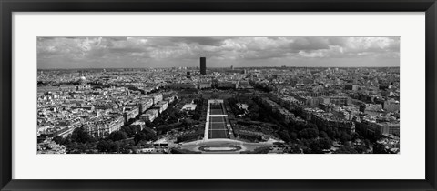 Framed Aerial view of a city, Eiffel Tower, Paris, Ile-de-France, France Print