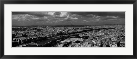 Framed Aerial view of a river passing through a city, Seine River, Paris, Ile-de-France, France Print