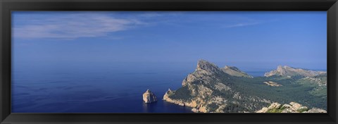 Framed High angle view of an island in the sea, Cap De Formentor, Majorca, Balearic Islands, Spain Print