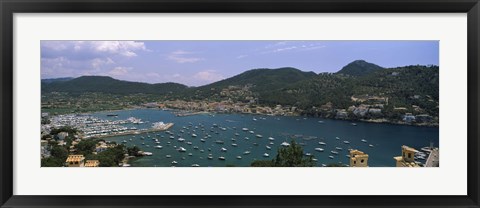 Framed High angle view of boats at a port, Port D&#39;Andratx, Majorca, Balearic Islands, Spain Print