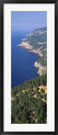 Framed High angle view of a coastline, Mirador De Ricardo Roca, Serra De Tramuntana, Majorca, Balearic Islands, Spain Print