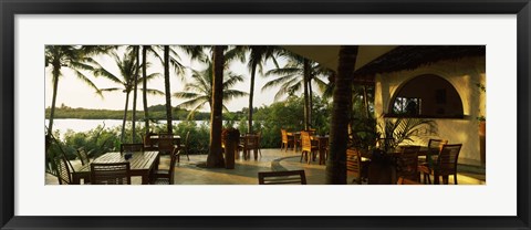 Framed Restaurant surrounded with palm trees, Pilipan Restaurant, Watamu, Coast Province, Kenya Print