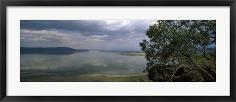 Framed Reflection of clouds in water, Lake Nakuru, Great Rift Valley, Lake Nakuru National Park, Kenya Print