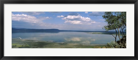 Framed Reflection of clouds in water, Lake Nakuru, Lake Nakuru National Park, Great Rift Valley, Kenya Print