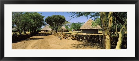 Framed Stone wall along a dirt road, Thimlich Ohinga, Lake Victoria, Great Rift Valley, Kenya Print