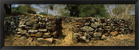 Framed Ruins of a stone wall, Thimlich Ohinga, Lake Victoria, Great Rift Valley, Kenya Print