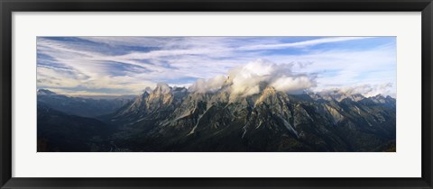 Framed Clouds over a mountain range, view from Mt Rite, Dolomites, Cadore, Province of Belluno, Veneto, Italy Print