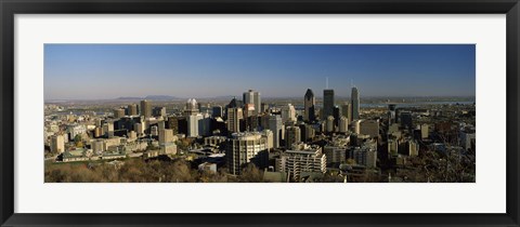 Framed Aerial view of skyscrapers in a city from Chalet du Mont-Royal, Mt Royal, Kondiaronk Belvedere, Montreal, Quebec, Canada Print