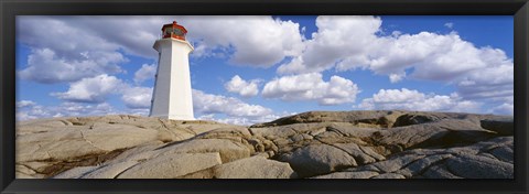 Framed Low Angle View Of A Lighthouse, Peggy&#39;s Cove, Nova Scotia, Canada Print