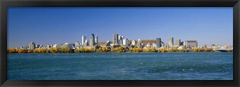 Framed View of Montreal Skyline and the Saint Lawrence River with Mount Royal in the background, Montreal, Quebec, Canada Print