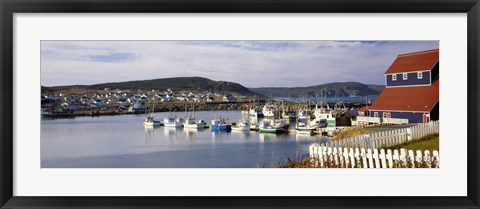 Framed Boats in a harbor, Bonavista Harbour, Newfoundland, Newfoundland And Labrador, Canada Print