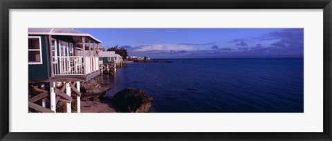 Framed Cabanas on the beach, Bermuda Print