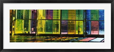 Framed Multi-colored glass in a convention center, Palais De Congres De Montreal, Montreal, Quebec, Canada Print