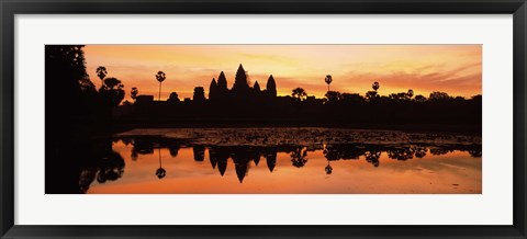 Framed Silhouette of a temple, Angkor Wat, Angkor, Cambodia Print