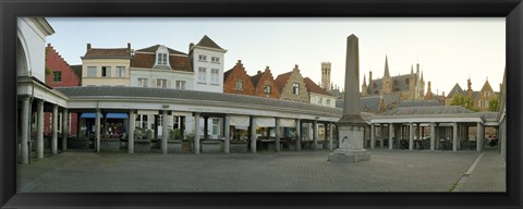 Framed Facade of an old fish market, Vismarkt, Bruges, West Flanders, Belgium Print