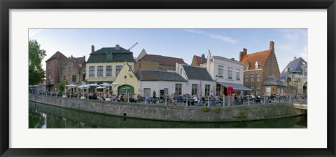 Framed Buildings at the waterfront, Bruges, West Flanders, Belgium Print