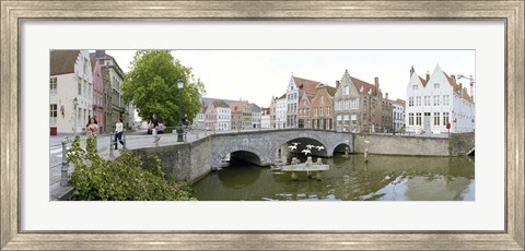 Framed Bridge across a channel, Bruges, West Flanders, Belgium Print