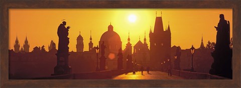 Framed Sunset over Charles Bridge, Prague, Czech Republic Print