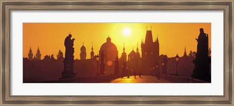 Framed Sunset over Charles Bridge, Prague, Czech Republic Print