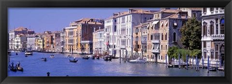 Framed Gondolas passing buildings along a canal, Grand Canal, Venice, Italy Print