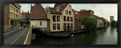 Framed Buildings at the waterfront, Patershol, Ghent, East Flanders, Flemish Region, Belgium Print