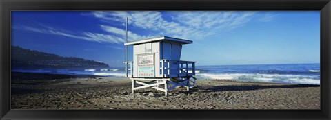 Framed Lifeguard hut on the beach, Torrance Beach, Torrance, Los Angeles County, California, USA Print