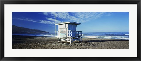 Framed Lifeguard hut on the beach, Torrance Beach, Torrance, Los Angeles County, California, USA Print