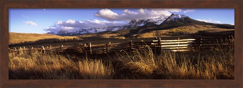 Framed Fence with mountains in the background, Colorado Print