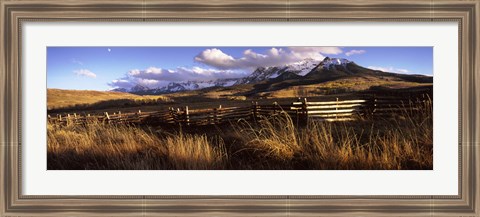 Framed Fence with mountains in the background, Colorado Print