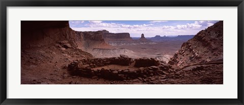 Framed Stone circle on an arid landscape, False Kiva, Canyonlands National Park, San Juan County, Utah, USA Print