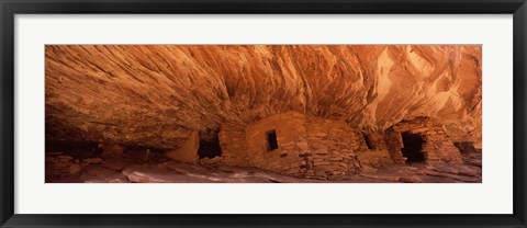 Framed House Of Fire in orange, Anasazi Ruins, Mule Canyon, Utah, USA Print