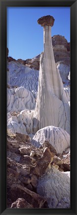 Framed Pinnacle formations on an arid landscape, Wahweap Hoodoos, Arizona, USA Print