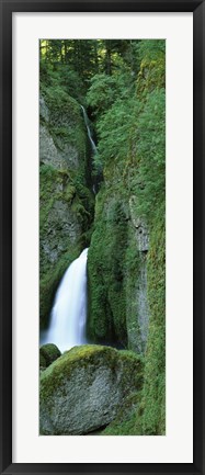 Framed Waterfall in a forest, Columbia River Gorge, Oregon, USA Print