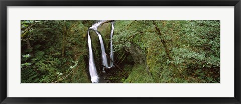 Framed High angle view of a waterfall in a forest, Triple Falls, Columbia River Gorge, Oregon (horizontal) Print