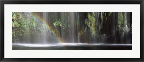 Framed Rainbow formed in front of waterfall in a forest, near Dunsmuir, California Print