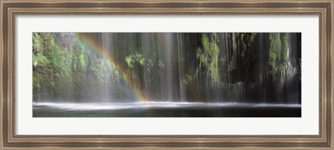 Framed Rainbow formed in front of waterfall in a forest, near Dunsmuir, California Print