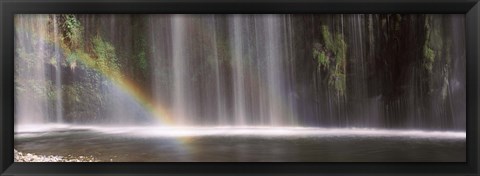 Framed Rainbow formed in front of waterfall in a forest, California, USA Print