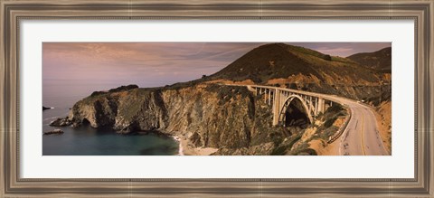 Framed Bridge on a hill, Bixby Bridge, Big Sur, California, USA Print