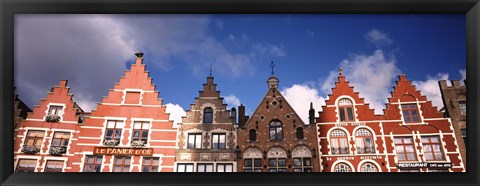 Framed Low angle view of colorful buildings, Main Square, Bruges, West Flanders, Flemish Region, Belgium Print