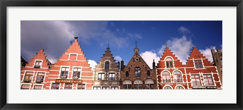 Framed Low angle view of colorful buildings, Main Square, Bruges, West Flanders, Flemish Region, Belgium Print