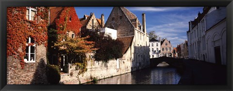 Framed Houses along a channel, Bruges, West Flanders, Flemish Region, Belgium Print