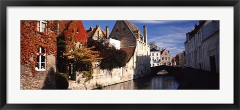 Framed Houses along a channel, Bruges, West Flanders, Flemish Region, Belgium Print