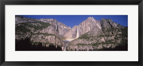 Framed Lunar rainbow over the Upper and Lower Yosemite Falls, Yosemite National Park, California, USA Print