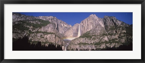 Framed Lunar rainbow over the Upper and Lower Yosemite Falls, Yosemite National Park, California, USA Print