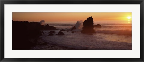 Framed Rocks in the sea, California, USA Print