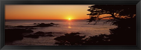 Framed Sunset over the sea, Point Lobos State Reserve, Carmel, Monterey County, California, USA Print