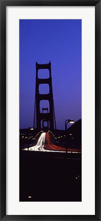 Framed Traffic on a suspension bridge, Golden Gate Bridge, San Francisco Bay, San Francisco, California, USA Print