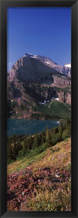 Framed Lake near a mountain, US Glacier National Park, Montana, USA Print