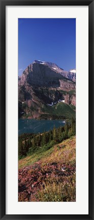 Framed Lake near a mountain, US Glacier National Park, Montana, USA Print