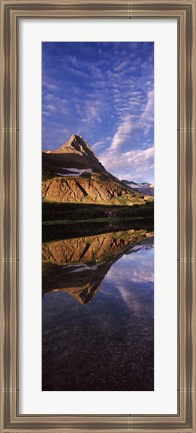 Framed Reflection of a mountain in a lake, Alpine Lake, US Glacier National Park, Montana, USA Print